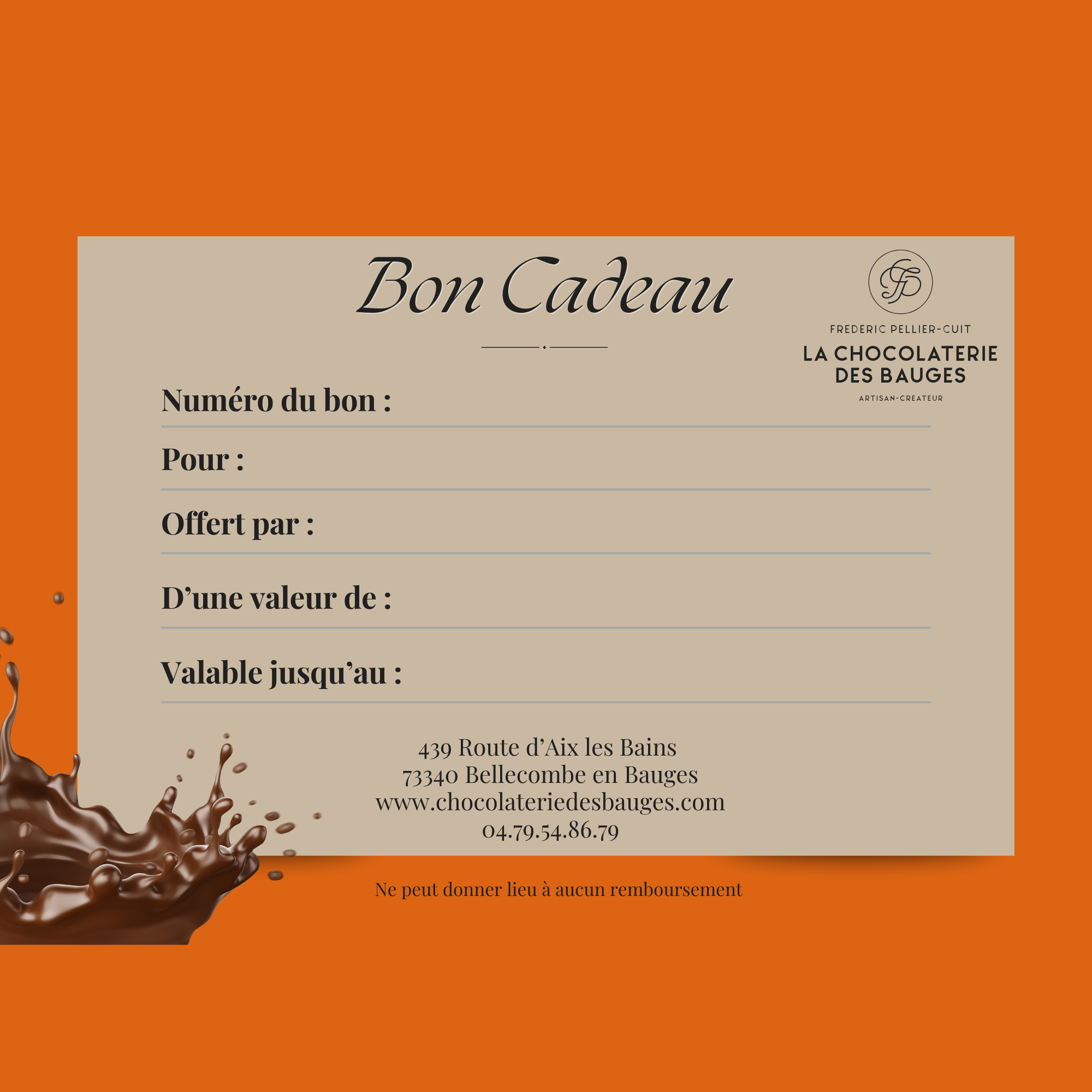 Offrez un bon d'achat dans notre boutique de chocolat